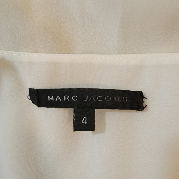 MARC JACOBS White Black Embroidered Silk A-Line Dress 4 Cocktail Formal Designer - Picture 9 of 10